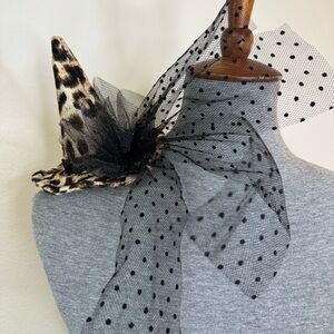 Mini Witch Hat - Leopard Print and Black Polka Dot